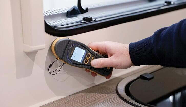 Moisture meter used during habitation check