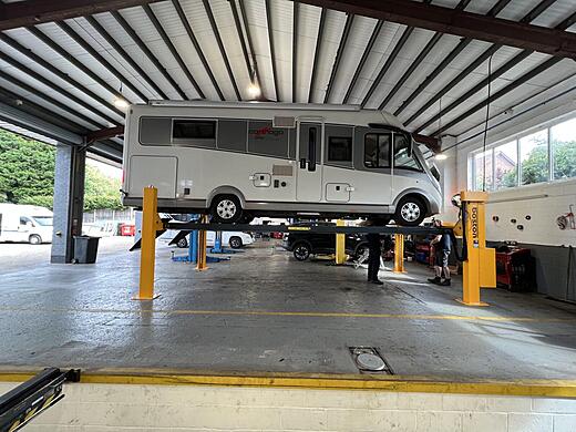Vehicle on ramp at Thurton Auto Centre