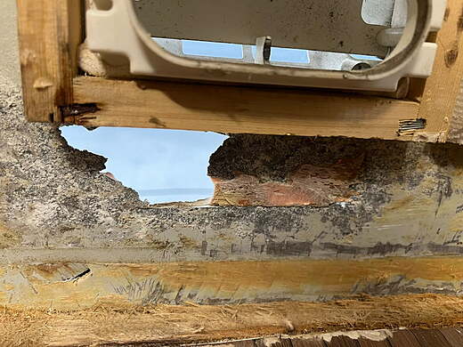 Damp ingress damage repair on motorhome